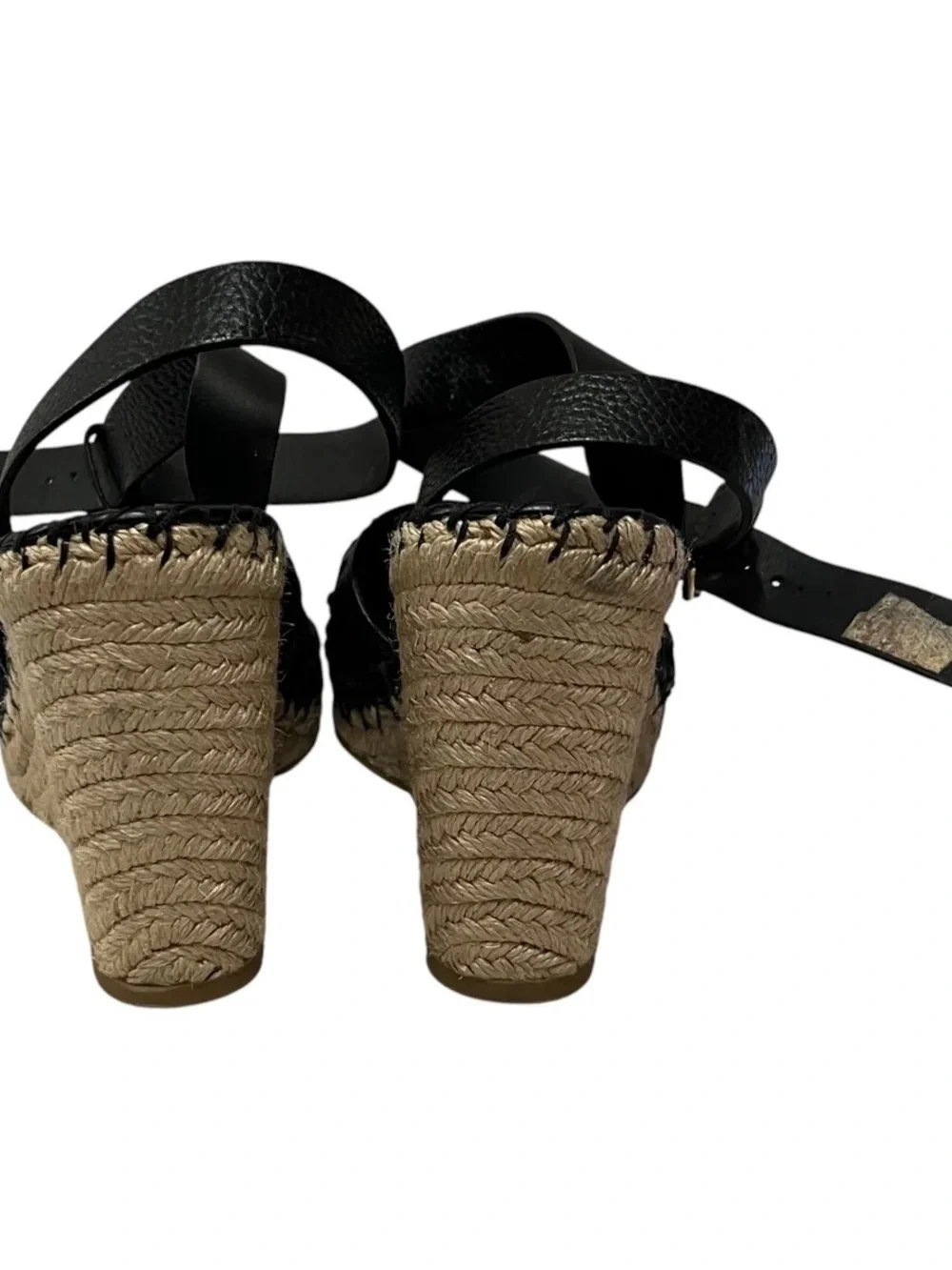 Valentino Garavani Black Woven Espadrille Wedge Sandals
